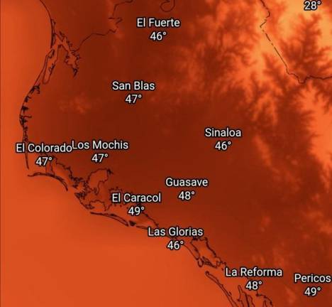 En Sinaloa la mayoría de los municipios registra una sensación térmica que oscila entre los 42 y 49 grados.
