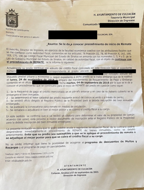 $!Califica Regidor como ‘terrorismo fiscal’ la estrategia del Gobierno de Culiacán para presionar a morosos a pagar el Predial