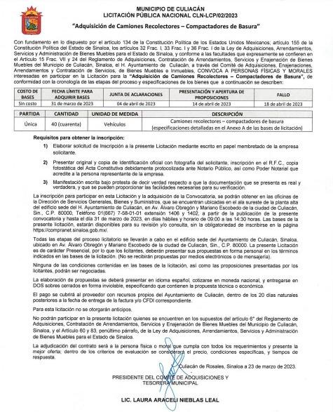 $!Ayuntamiento de Culiacán va por 40 camiones recolectores de basura