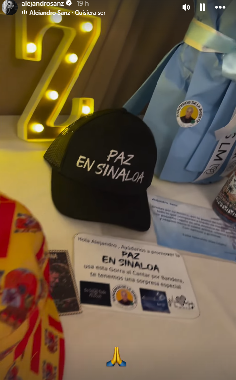 $!El cantante español subió un vídeo a su intagram donde le pide el público promover la paz en Sinaloa.