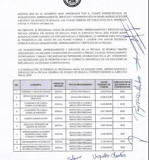 Planea Fiscalía gastar más en limpieza y mantenimiento de oficinas que en equipamiento