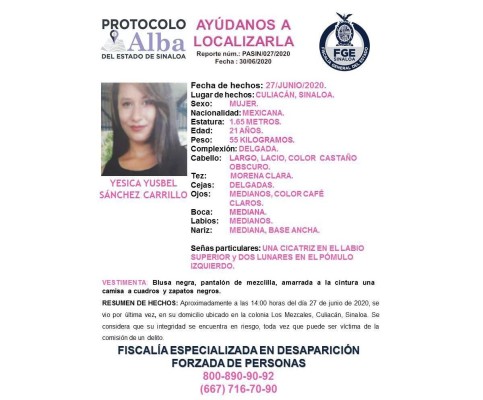 Emiten Protocolo Alba por desaparición de una mujer en Los Mezcales, Culiacán