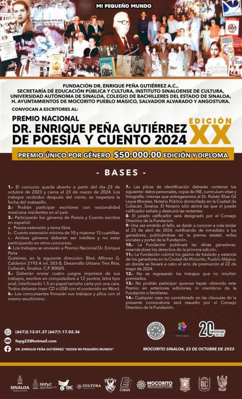 $!Sigue abierta la convocatoria al Premio Enrique Peña Gutiérrez