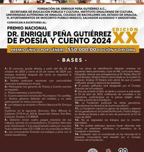 La convocatoria al Premio Enrique Peña Gutiérrez cierra este sábado 23