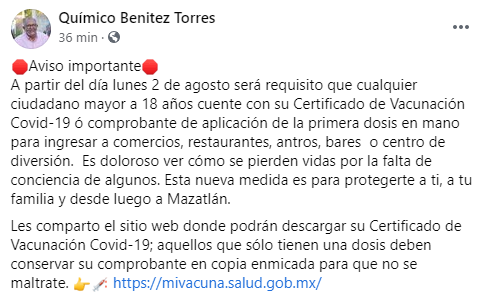 $!Quien no se vacune, no podrá ingresar a antros ni restaurantes, advierte el Alcalde de Mazatlán