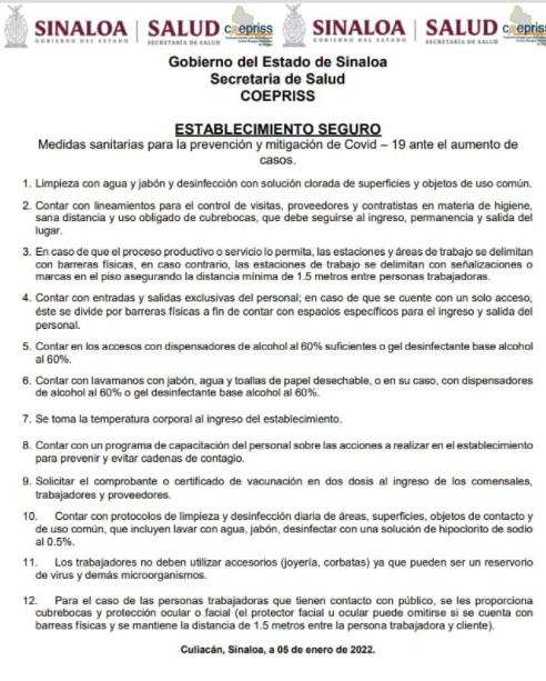 $!Coepriss determina que negocios comerciales deben solicitar certificado de vacunación contra el Covid