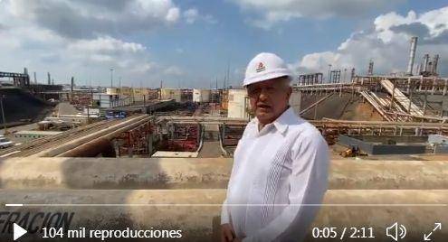 AMLO visita la refinería en Minatitlán, Veracruz. Ya volvió a operar luego del incendio, anuncia
