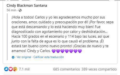 $!Agotamiento y deshidratación, las causas del desmayo de Carlos Santana en concierto