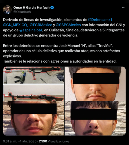 $!Capturan en Culiacán a “Treviño”, presunto operador de célula delictiva ligada a ataques con explosivos