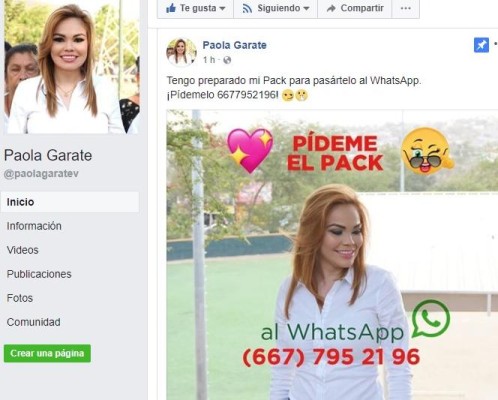 Candidata a Diputada de Culiacán ofrece pack por Whatsapp