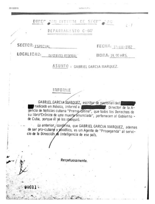 $!La policía secreta del PRI espiaba a Gabriel García Márquez