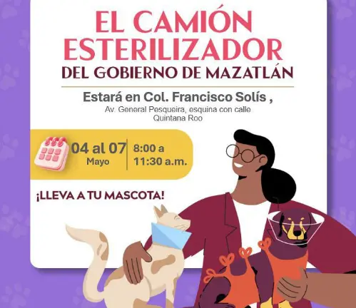 El camión esterilizador de Ecología estará disponible en la avenida General Pesqueira, esquina con Quintana Roo, en la colonia Francisco Solís.