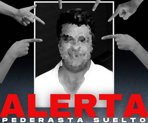 Con una imagen de alerta, el colectivo Perlas del Pacífico fustiga la liberación de un hombre de Mazatlán acusado de violación y pederastia.
