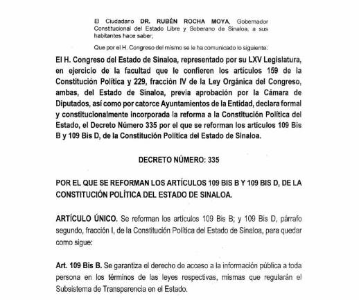 Sinaloa deja de contar con un organismo autónomo encargado de garantizar el derecho de acceso a la información pública y la protección de datos personales.