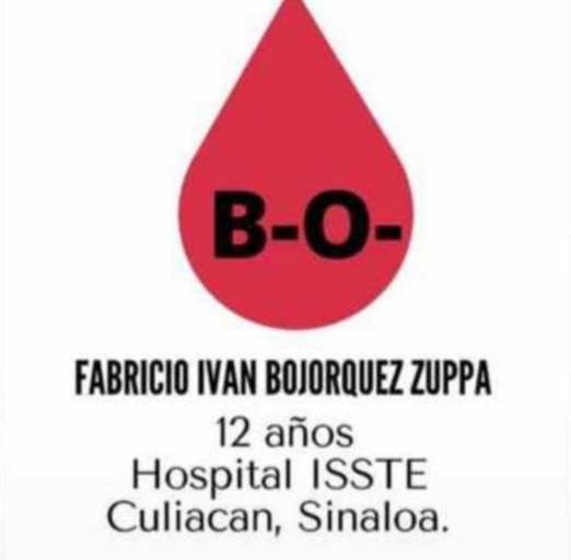 Solicitan donadores de sangre para el niño Fabricio Iván en Culiacán