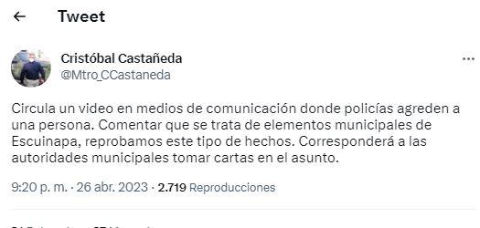 $!Se deslinda SSPE de agresión de policía en Escuinapa; le toca al Municipio: Castañeda