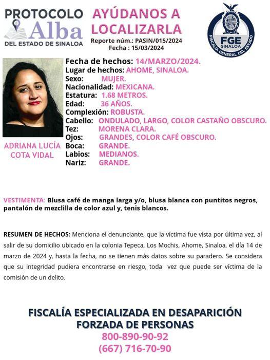 $!Desaparece mujer de 36 años en Los Mochis, Ahome