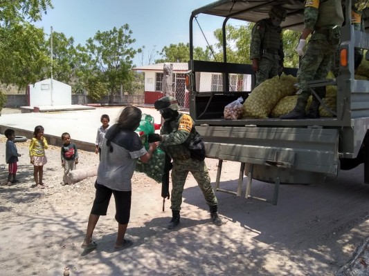 Reparten Elementos de la Defensa Nacional en Escuinapa 2 toneladas de papas a familias vulnerables por Covid-19