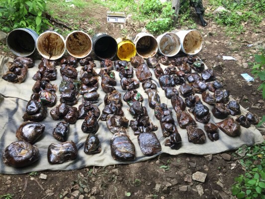 Asegura Ejército en Badiraguato más de 130 kilos de goma de opio y precursores químicos