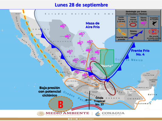 Se forma zona de baja presión al sur de costas de Michoacán