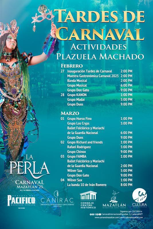$!Listo el programa de Las Tardes de Carnaval que se efectuará del 27 de febrero al 4 de marzo en la Plazuela Machado.