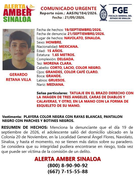 $!Buscan a Gerardo de 15 años desaparecido en “La Palma”, Navolato