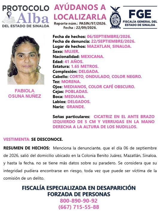 $!Piden apoyo para encontrar a Fabiola, desaparecida hace tres semanas en la colonia Juárez, en Mazatlán
