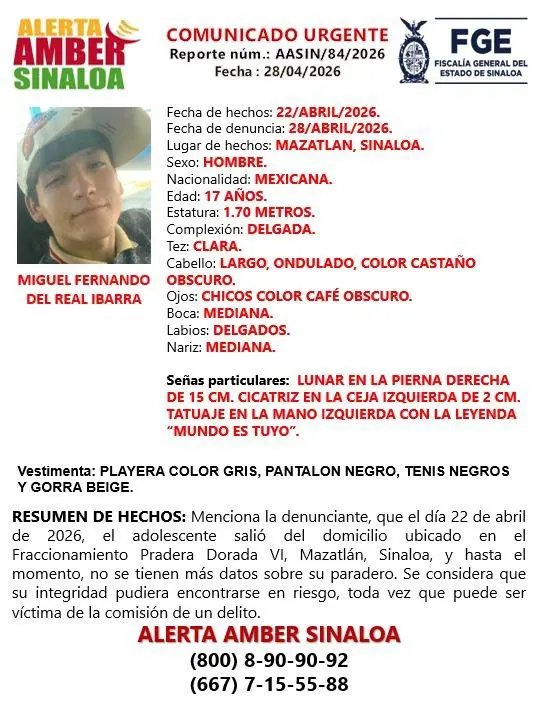 $!Buscan a Miguel Fernando, desaparecido en Mazatlán