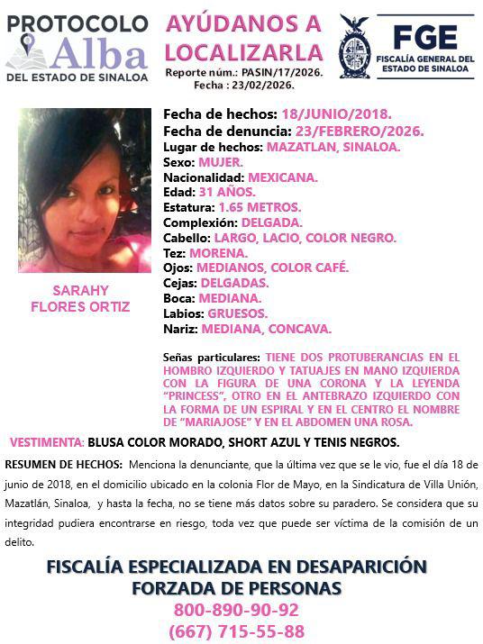 $!Sarahy tiene 8 años desaparecida en Mazatlán; piden ayuda para localizarla