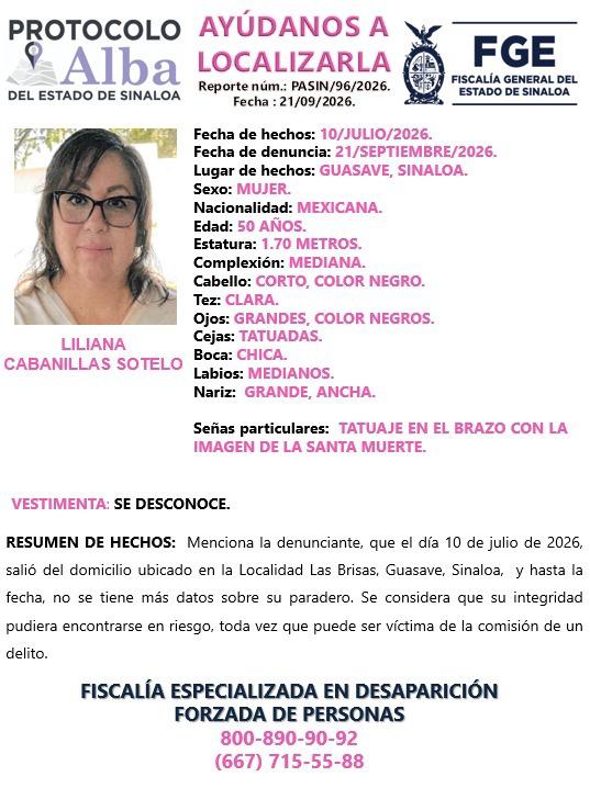 $!Buscan a Liliana, desaparecida desde julio en Las Brisas, Guasave