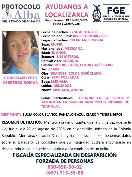 $!Buscan a Christian Iveth, desaparecida desde el 27 de agosto en Culiacán