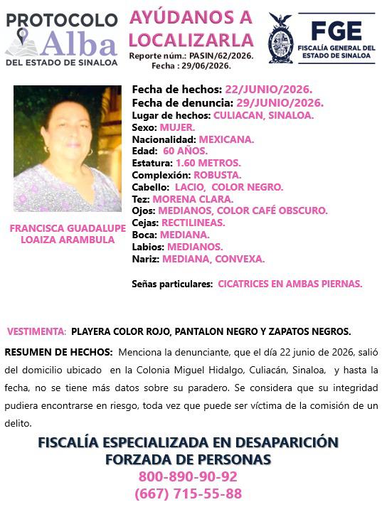 $!Buscan a Francisca Guadalupe en Culiacán; lleva una semana sin ser localizada