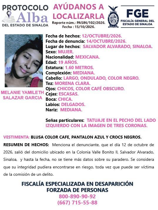 $!Buscan a joven madre de 19 años y a su hija de 2 desaparecidas en Salvador Alvarado