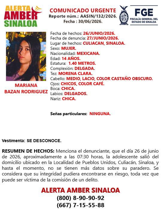 $!Buscan a Mariana, de 14 años, extraviada en Pueblos Unidos, Culiacán