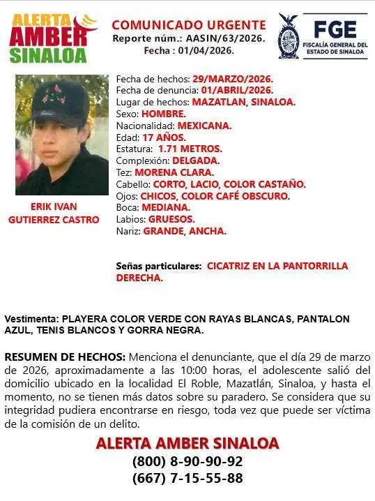 $!Activan Alerta Amber por desaparición de dos adolescentes en Mazatlán