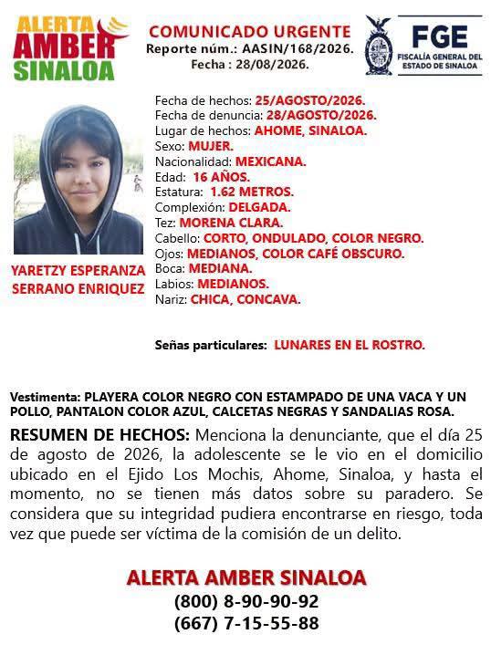 $!Buscan a Yaretzy, de 16 años, desaparecida en Los Mochis, Ahome