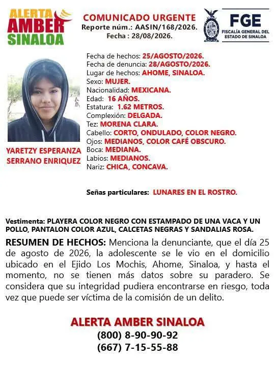 $!Buscan a Yaretzy, de 16 años, desaparecida en Los Mochis, Ahome