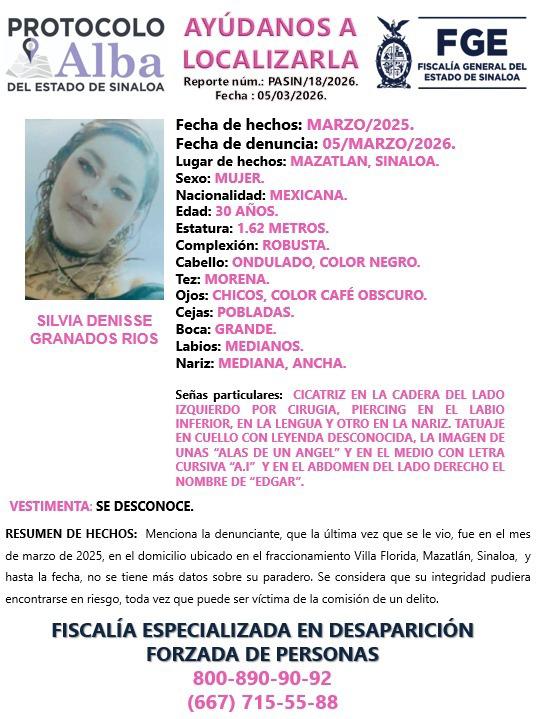 $!Piden ayuda para localizar a Silvia Denisee; desapareció hace un año en Mazatlán