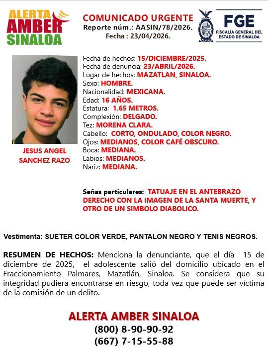 $!Giran Alerta Amber por desaparición de dos adolescentes en Culiacán y Mazatlán