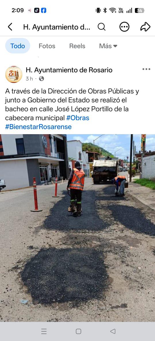$!Presume Ayuntamiento de Rosario bacheo en calle y le llueven demandas