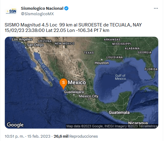$!Tiembla en Tecuala y lo sienten también en el sur de Sinaloa