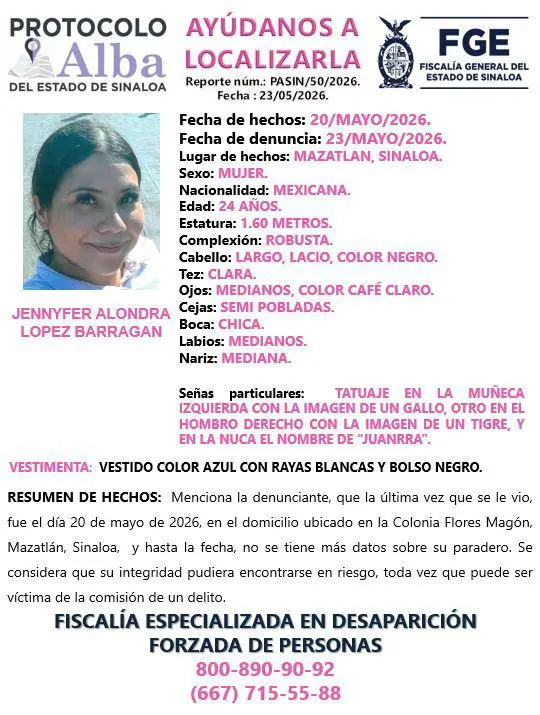 $!Desaparece Jennyfer Alondra en Mazatlán; está extraviada desde el miércoles