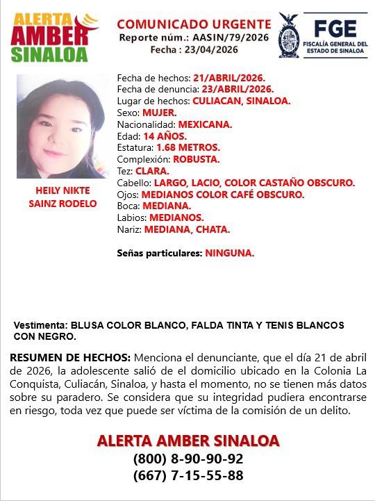 $!Giran Alerta Amber por desaparición de dos adolescentes en Culiacán y Mazatlán