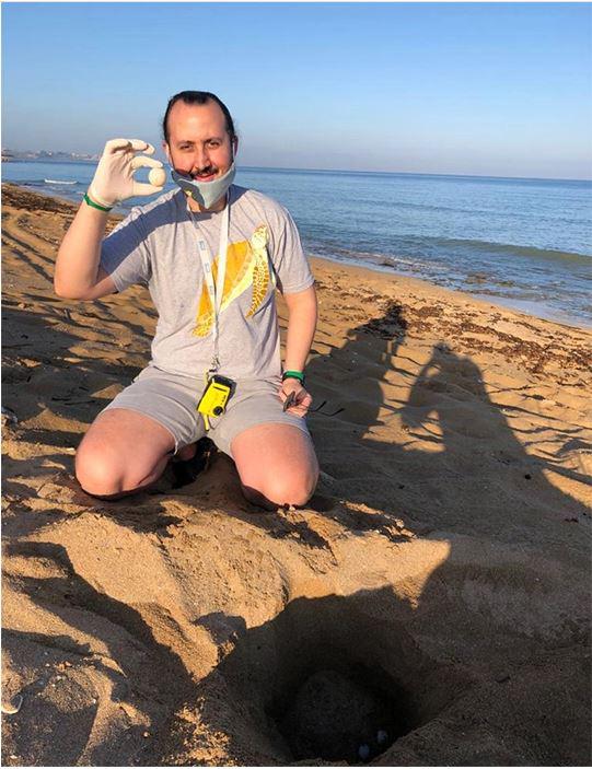 $!El científico y ecologista Ali Badreddine excava un nido de tortuga marina en una playa del sur del Líbano durante la temporada de anidación de 2021.