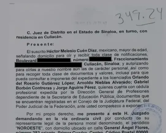 Desiste Cuén Díaz de demanda interpuesta contra Noroeste