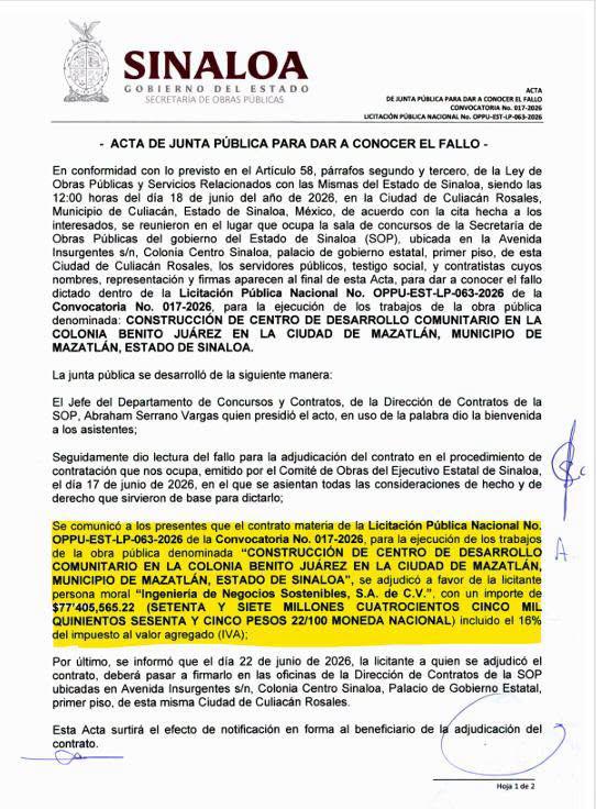 $!Advierte OCM falta de competencia en licitación de Centro Comunitario ‘Marco Verde’, en Mazatlán