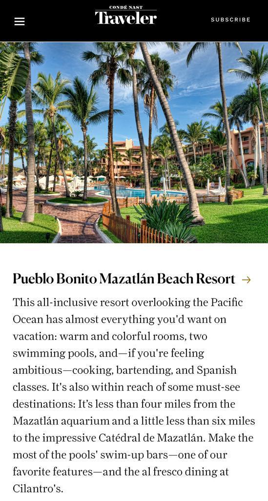 $!Se encuentra Pueblo Bonito Mazatlán Beach Resort entre los mejores 20 resorts de México