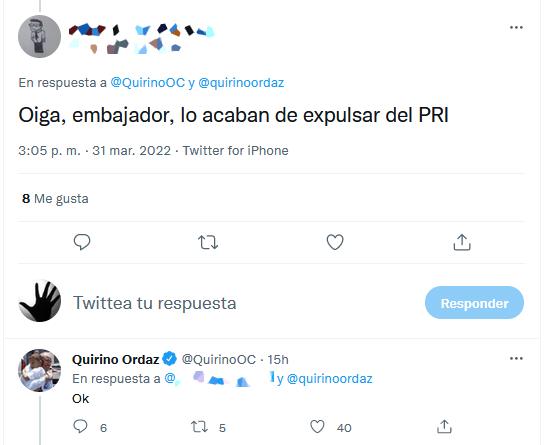 $!El PRI expulsa al ex Gobernador de Sinaloa, Quirino Ordaz Coppel