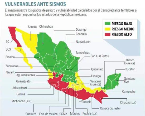 $!México se tiene un catálogo de cuáles son las zonas de riesgo alto, medio y bajo en cuanto a los temblores. Sinaloa se ubica en riesgo bajo.