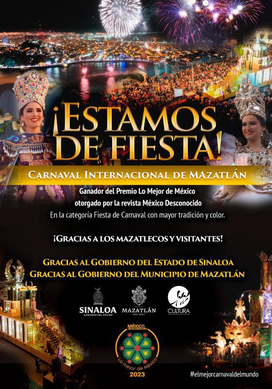 $!Carnaval de Mazatlán es reconocido como ‘Lo Mejor de México’